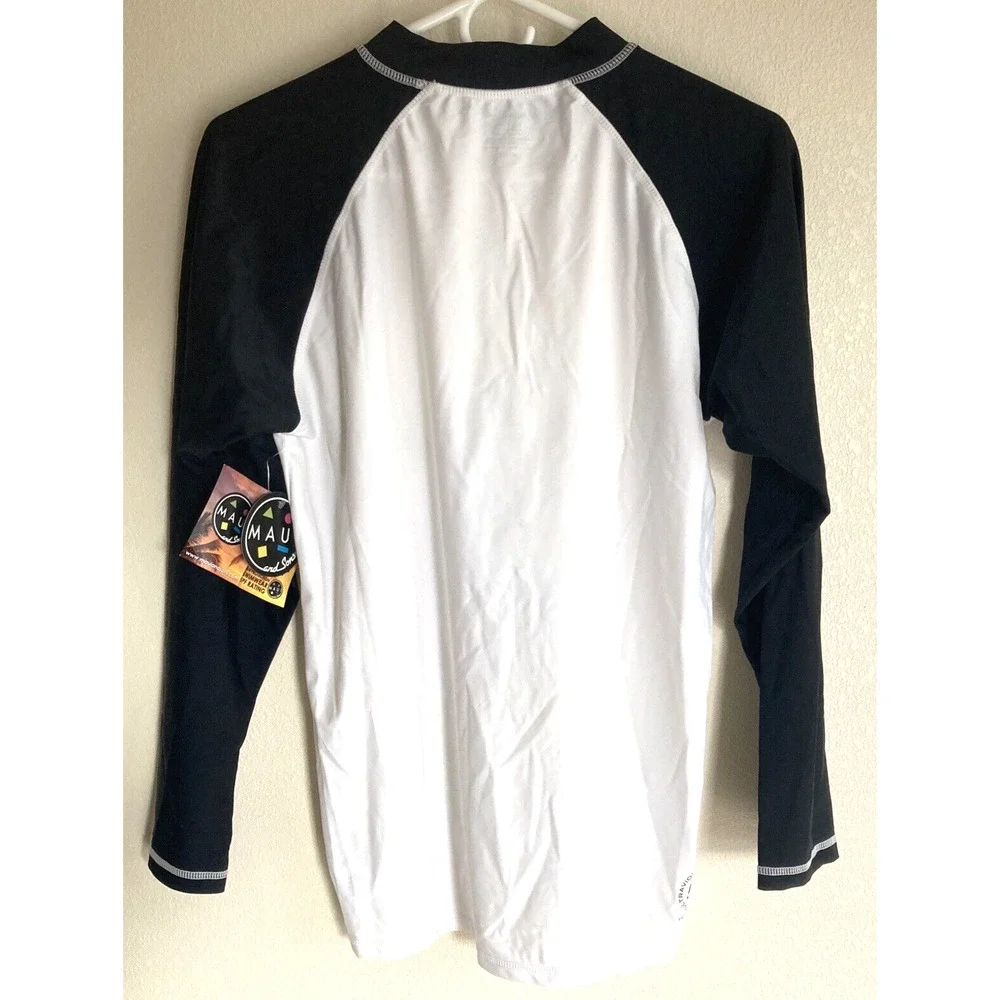 NWT Maui And Sons Swim Shirt M Surf Sun Rash Guard  Raglan UPF 50 SharkTribal